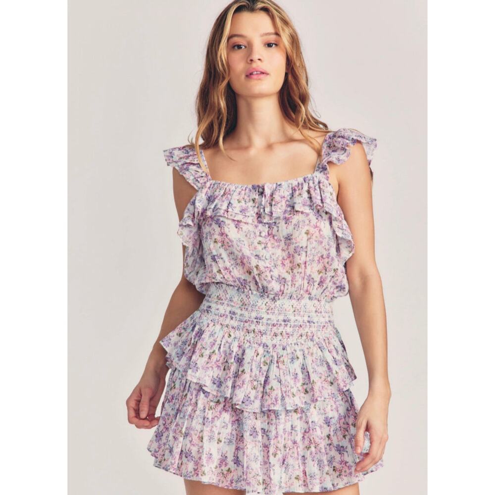 LoveShackFancy Shanley mini ruffle dress size Large